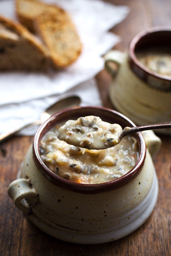 Slow Cooker Chicken and Wild Rice Soup - Damn Delicious