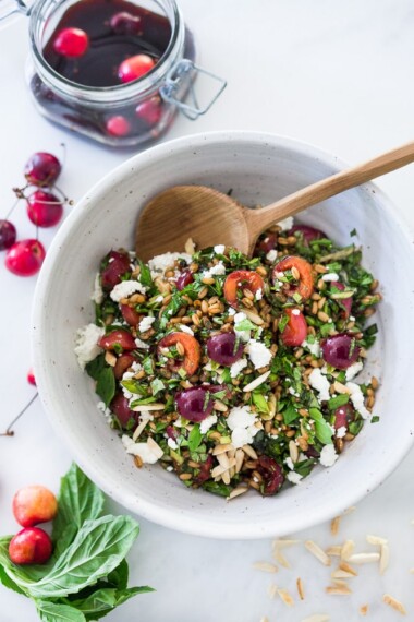 Pickled Cherry and Farro Salad | Feasting At Home