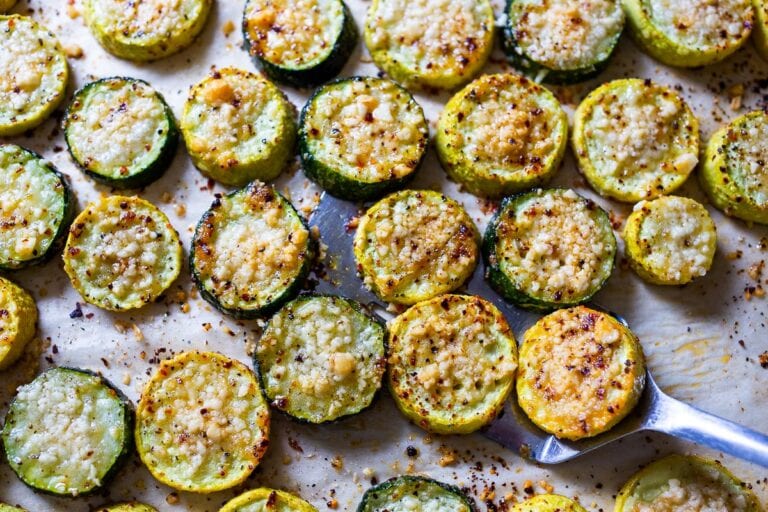 Crispy Baked Zucchini with Pecorino and Basil | Feasting At Home