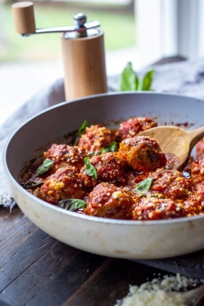 Turkey Meatballs w/ Sun-dried Tomatoes & Basil | Feasting At Home