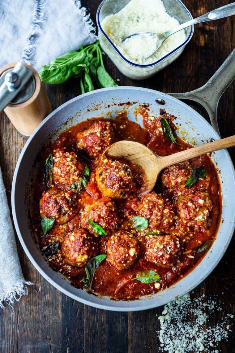 Turkey Meatballs w/ Sun-dried Tomatoes & Basil | Feasting At Home