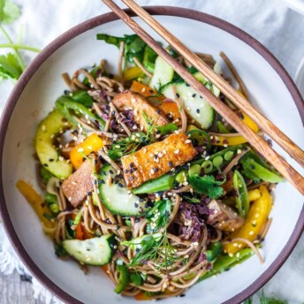 Asian Soba Noodle Salad with Smoked Salmon
