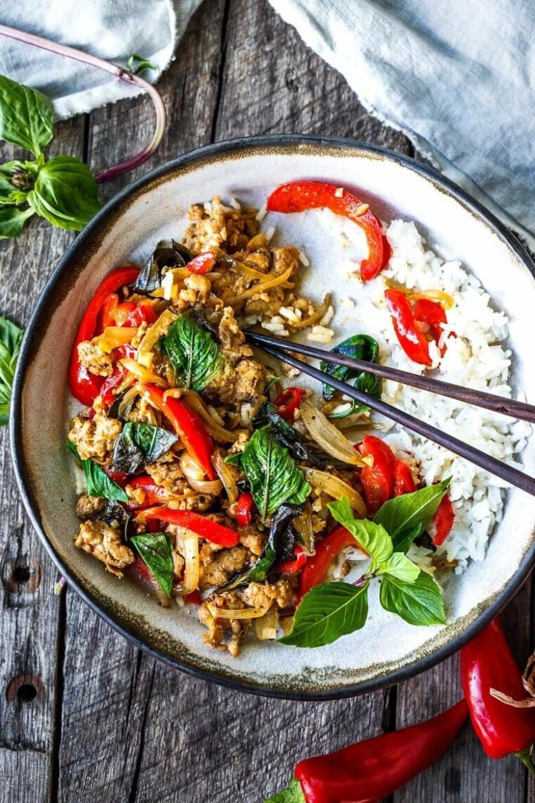 Thai Basil Chicken Feasting At Home