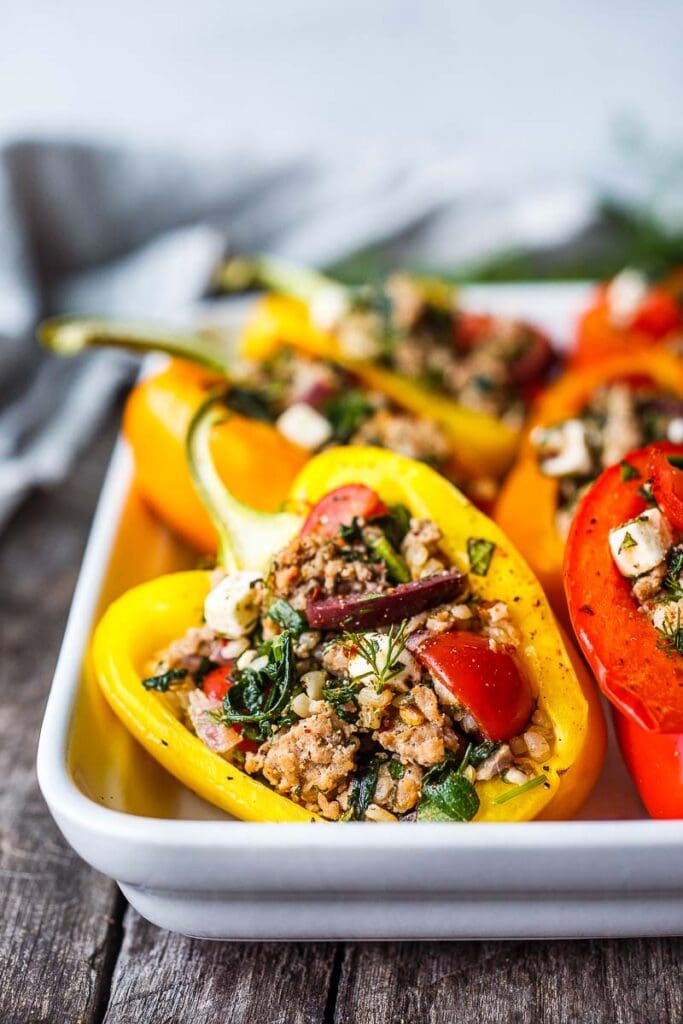 Mediterranean Stuffed Peppers | Feasting At Home