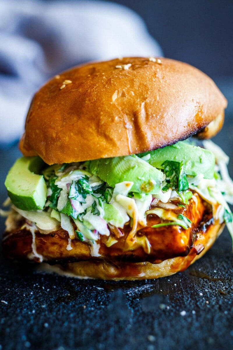 Crispy BBQ Tofu Sandwich with Slaw | Feasting At Home